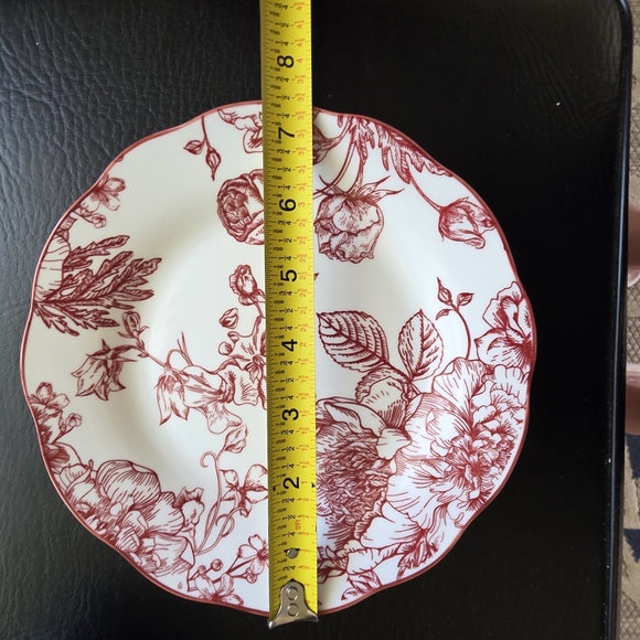 SHINA CASA Red Floral Bowl & Scalloped Plate Set | 8” Dinnerware - Picture 6 of 7